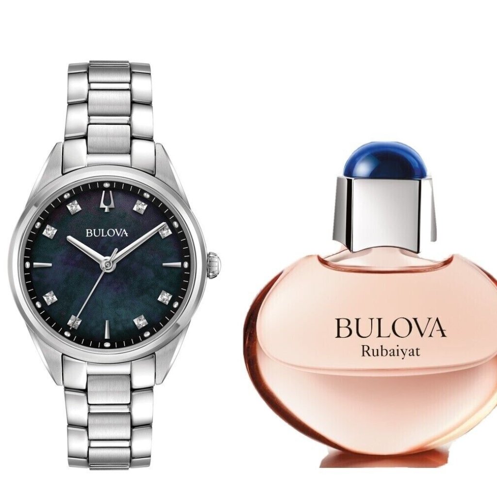 Bulova Watch Perfume Set Diamond Accent Watch New